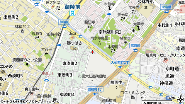 〒590-0821 大阪府堺市堺区大仙西町の地図