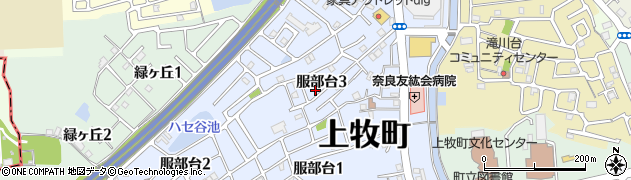 奈良県上牧町（北葛城郡）服部台周辺の地図