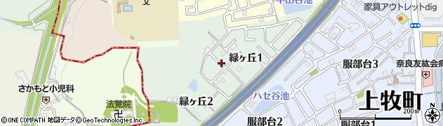 奈良県上牧町（北葛城郡）緑ヶ丘周辺の地図