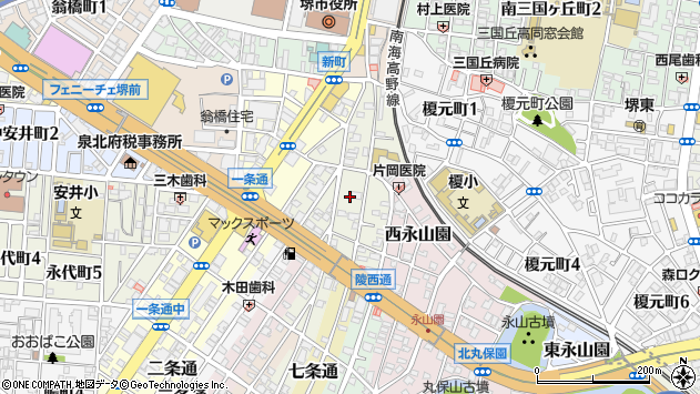 〒590-0031 大阪府堺市堺区五月町の地図