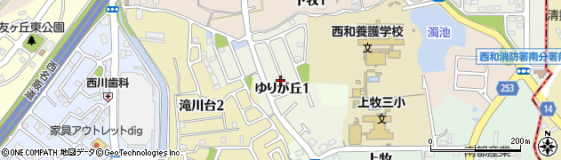 奈良県上牧町（北葛城郡）ゆりが丘周辺の地図