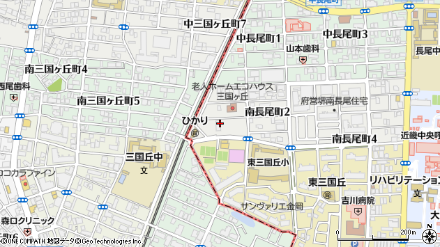 〒591-8045 大阪府堺市北区南長尾町の地図