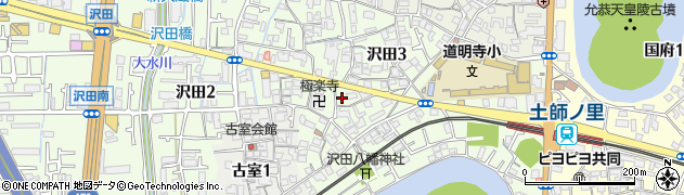 大阪府藤井寺市沢田周辺の地図