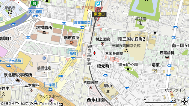 〒590-0027 大阪府堺市堺区榎元町の地図