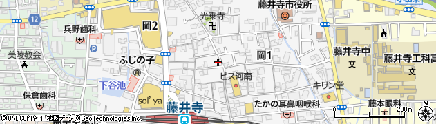 大阪府藤井寺市岡周辺の地図