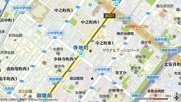 〒590-0962 大阪府堺市堺区寺地町東の地図