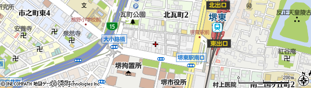 大阪府堺市堺区中瓦町周辺の地図