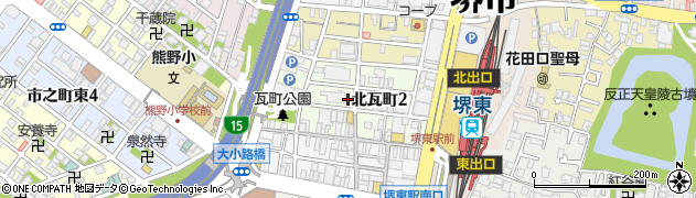 大阪府堺市堺区北瓦町周辺の地図