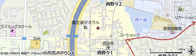 大阪府松原市西野々周辺の地図