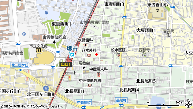 〒591-8041 大阪府堺市北区東雲東町の地図