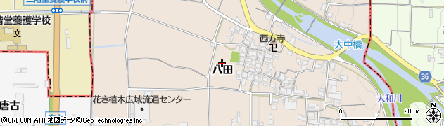 奈良県田原本町（磯城郡）八田周辺の地図