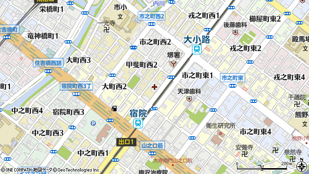 〒590-0950 大阪府堺市堺区甲斐町西の地図