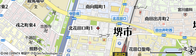 大阪府堺市堺区北花田口町周辺の地図
