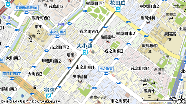 〒590-0946 大阪府堺市堺区熊野町東の地図