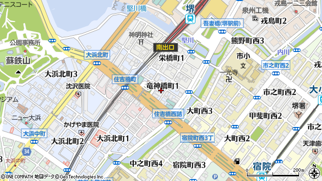 〒590-0972 大阪府堺市堺区竜神橋町の地図