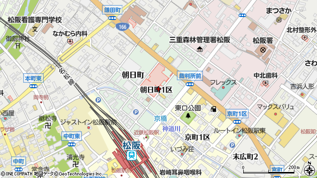 〒515-0003 三重県松阪市朝日町一区の地図