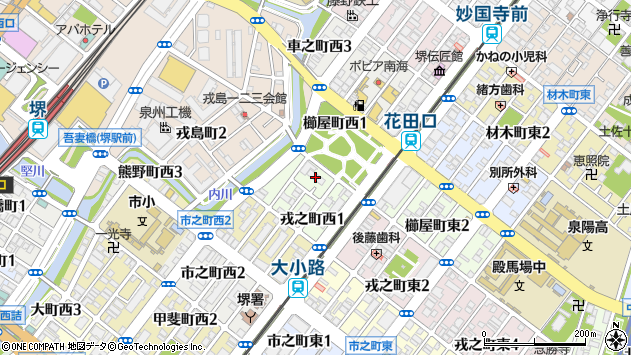 〒590-0948 大阪府堺市堺区戎之町西の地図
