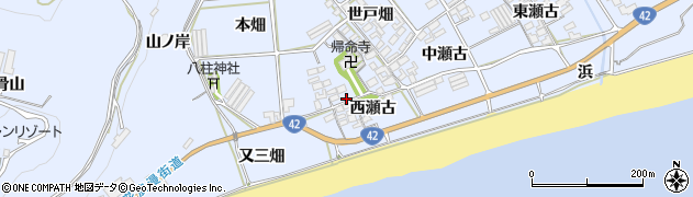 愛知県田原市日出町（西瀬古）周辺の地図