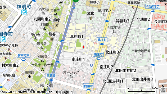 〒590-0007 大阪府堺市堺区北庄町の地図