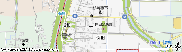 奈良県川西町（磯城郡）保田周辺の地図