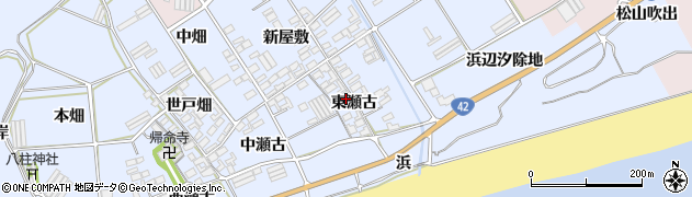 愛知県田原市日出町東瀬古周辺の地図