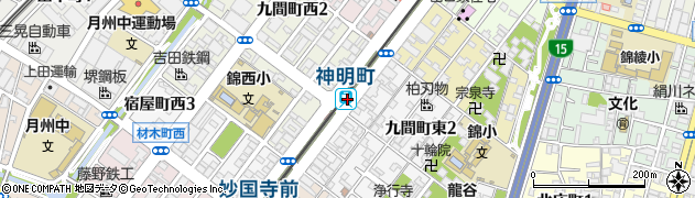 神明町駅周辺の地図