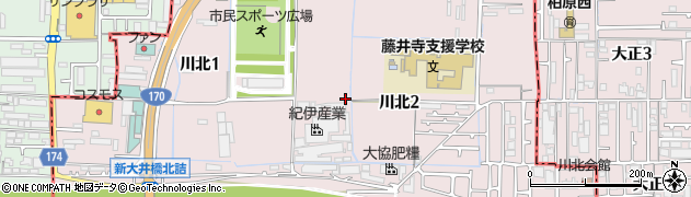 大阪府藤井寺市川北周辺の地図