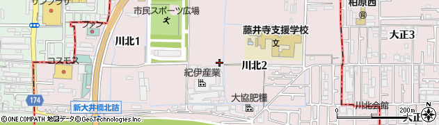 大阪府藤井寺市川北周辺の地図