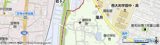 奈良県河合町（北葛城郡）薬井周辺の地図