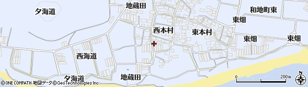 愛知県田原市和地町西本村40周辺の地図