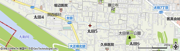 大阪府八尾市太田周辺の地図