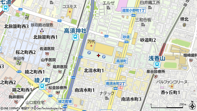 〒590-0003 大阪府堺市堺区高須町の地図