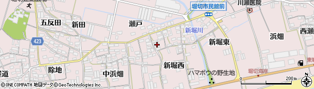 愛知県田原市堀切町新堀西周辺の地図