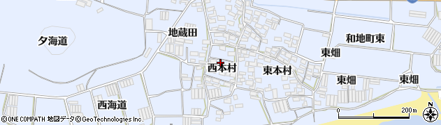 愛知県田原市和地町西本村49周辺の地図