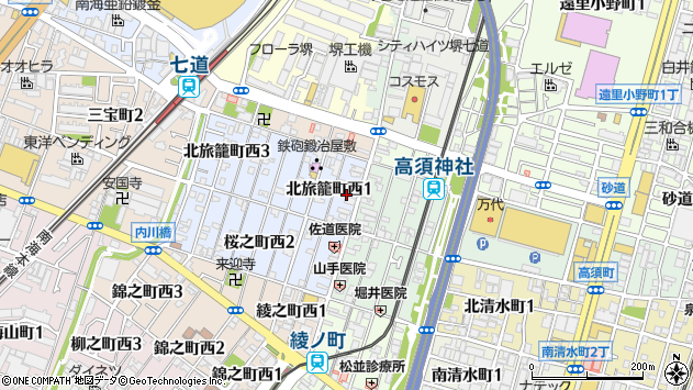 〒590-0928 大阪府堺市堺区北旅籠町西の地図
