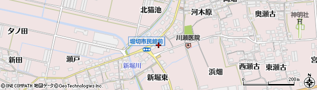 愛知県田原市堀切町（新堀東）周辺の地図