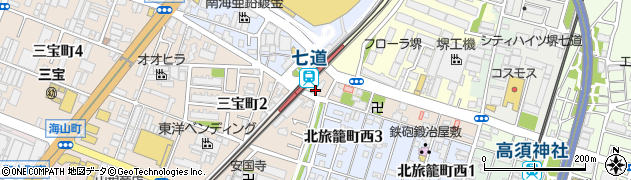 堺市立　七道駅前第２自転車等駐車場管理室周辺の地図