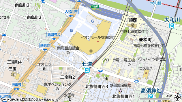 〒590-0905 大阪府堺市堺区鉄砲町の地図