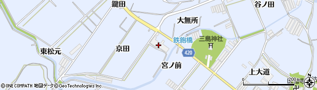 愛知県田原市和地町（京田）周辺の地図