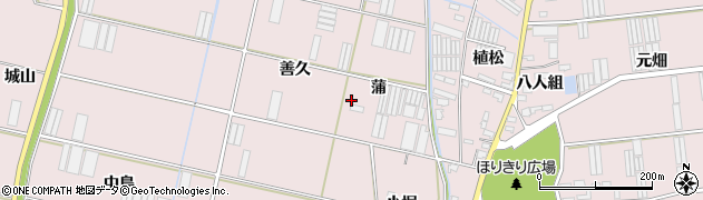 愛知県田原市堀切町蒲周辺の地図