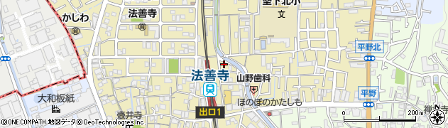 大阪府柏原市法善寺周辺の地図