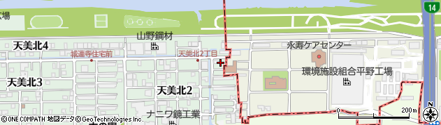 大阪府松原市天美北2丁目4周辺の地図