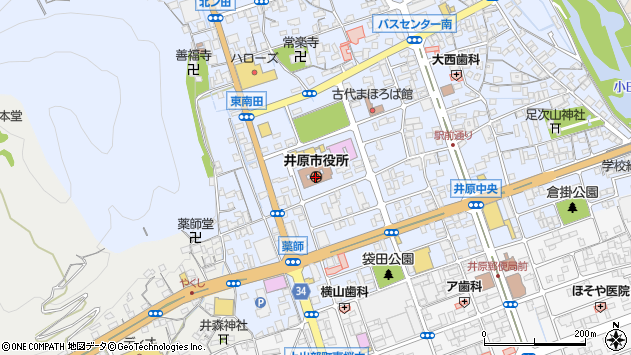 〒715-0000 岡山県井原市（以下に掲載がない場合）の地図
