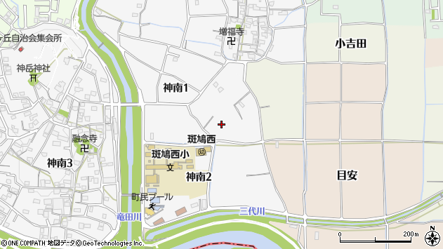 〒636-0143 奈良県生駒郡斑鳩町神南の地図