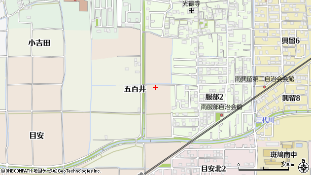 〒636-0131 奈良県生駒郡斑鳩町服部の地図