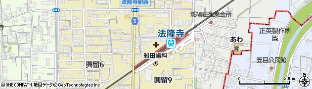 クリーニング西尾法隆寺駅前店周辺の地図