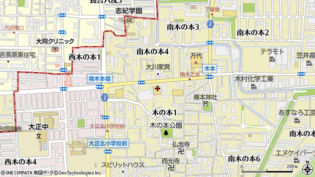 〒581-0044 大阪府八尾市木の本の地図