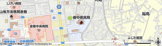 備中県民局 食堂周辺の地図