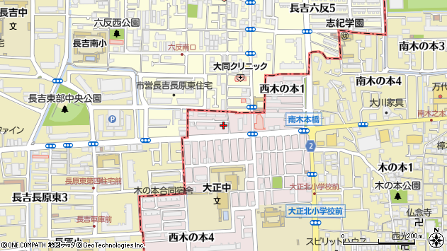 〒581-0045 大阪府八尾市西木の本の地図