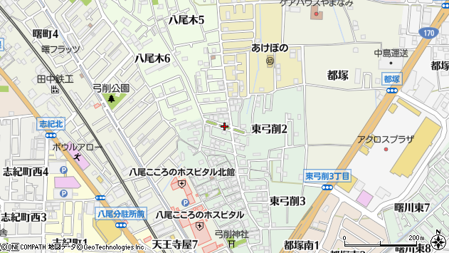 〒581-0029 大阪府八尾市東弓削の地図
